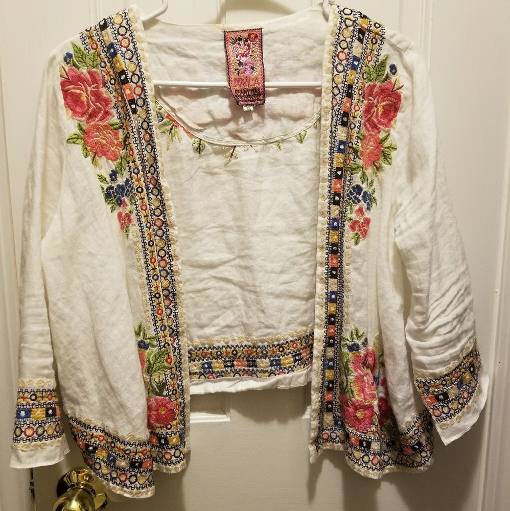 Johnny Was Embroidered Kimono Jacket Sweater
